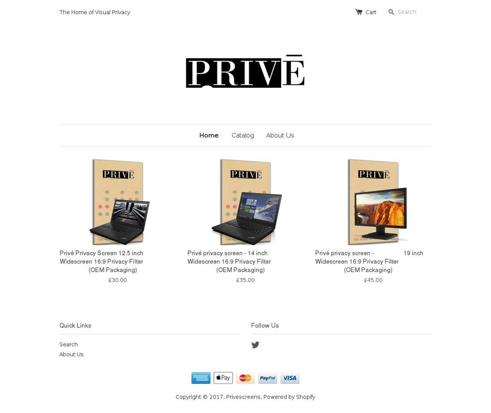 privescreens.com shopify website screenshot