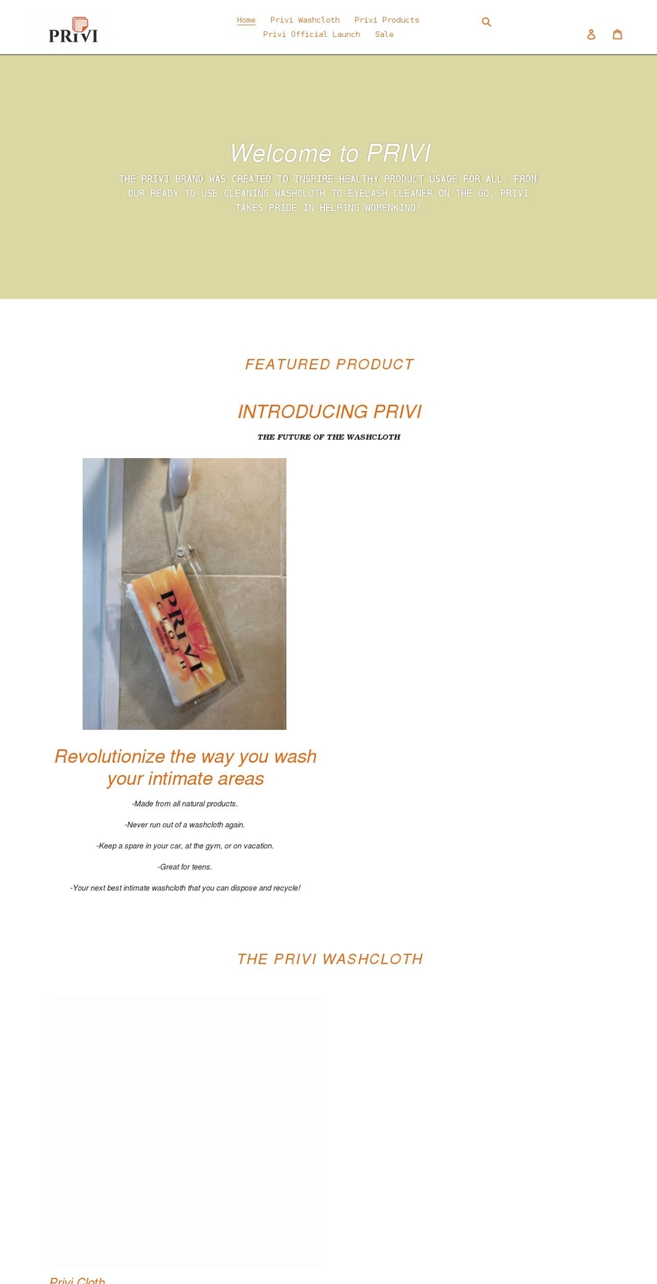 privicloth.com shopify website screenshot