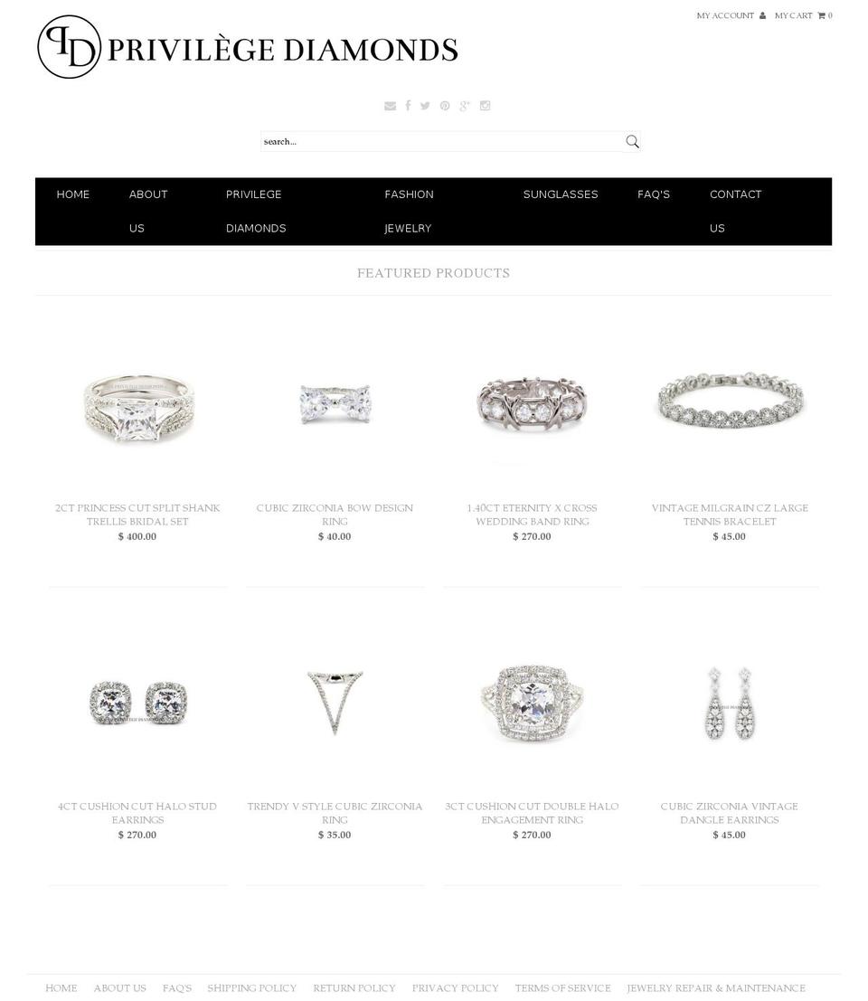 privilegediamonds.com shopify website screenshot