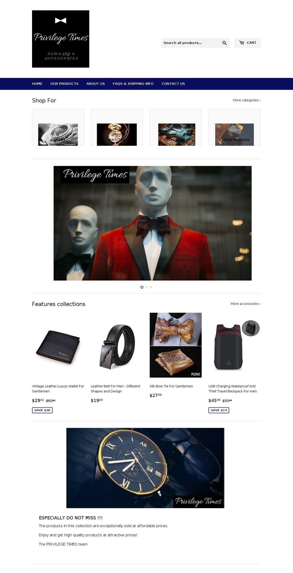 privilegetimes.com — Shopify storefront screenshot