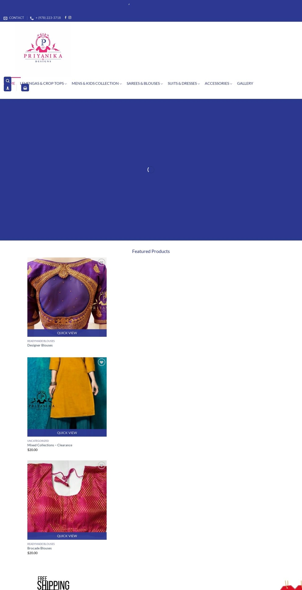priyanikadesigns.com — Shopify storefront screenshot
