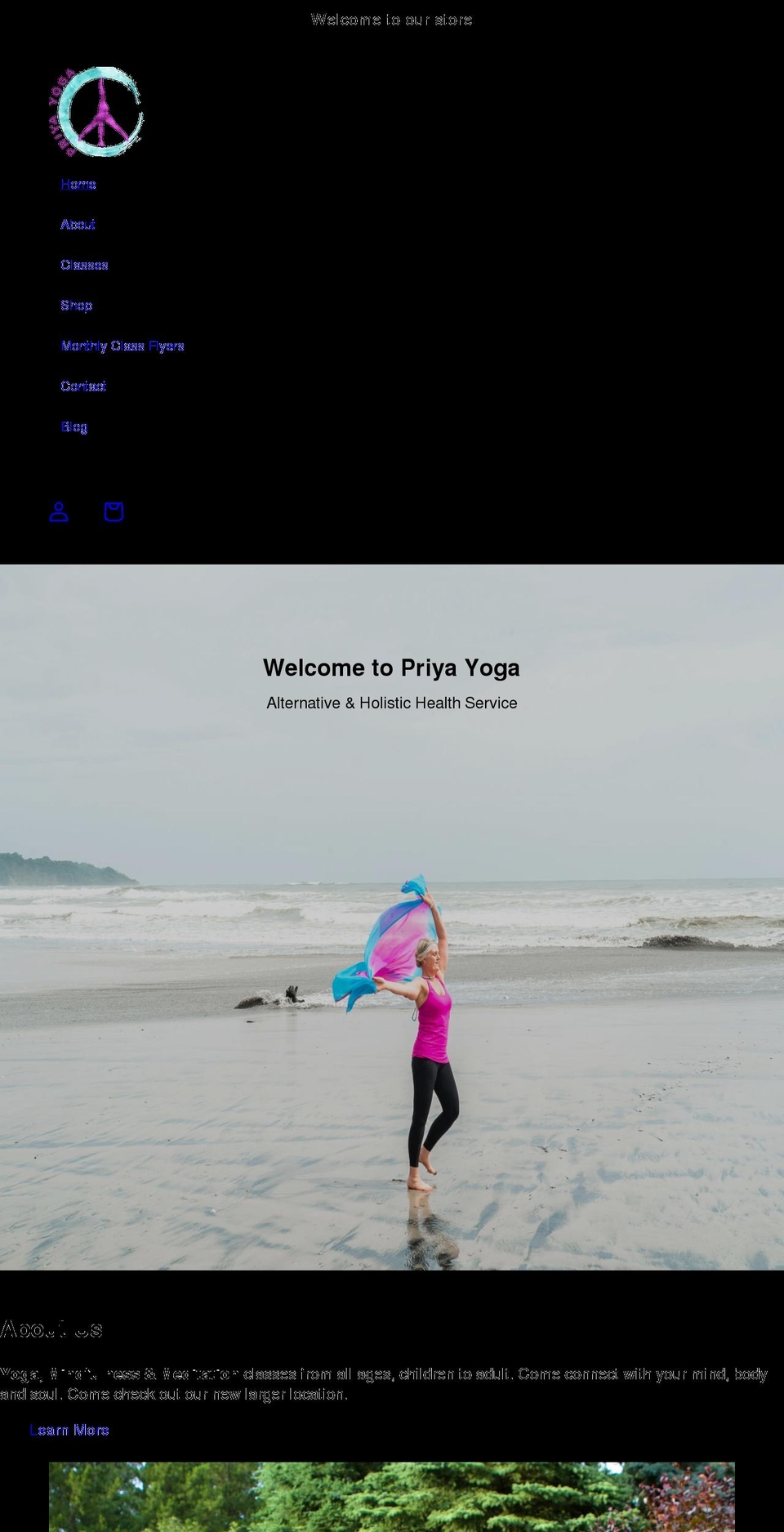 priyayoga.ca shopify website screenshot