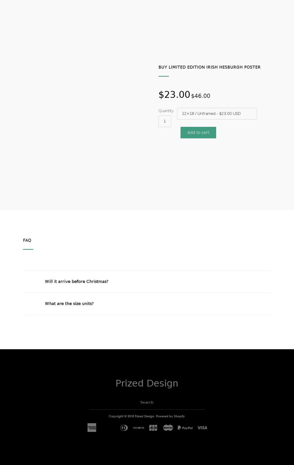 prizeddesign.com — Shopify storefront screenshot