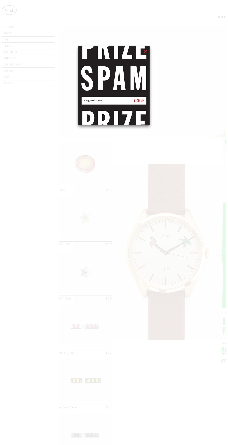 prizenyc.com shopify website screenshot