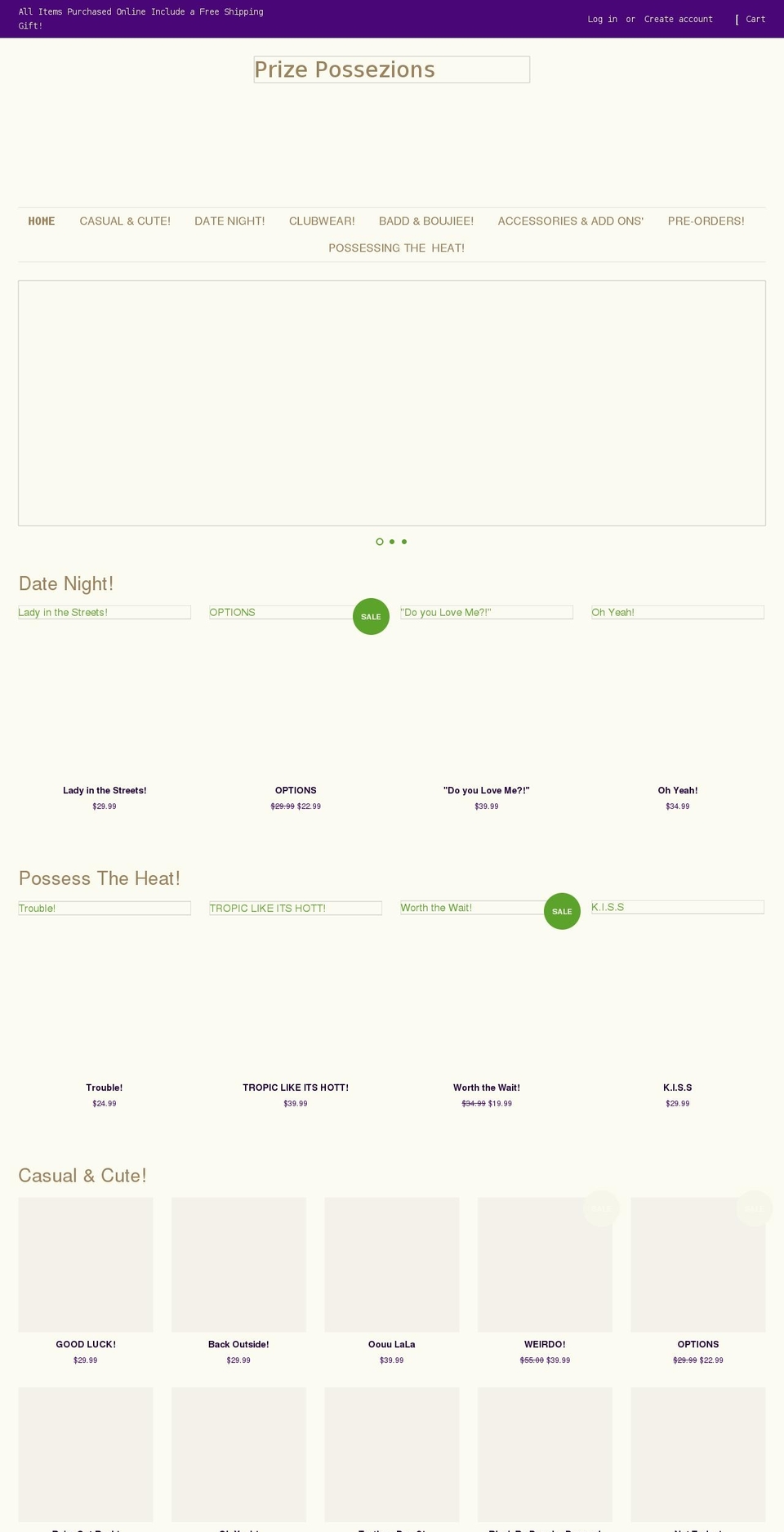 prizepossezions.com shopify website screenshot