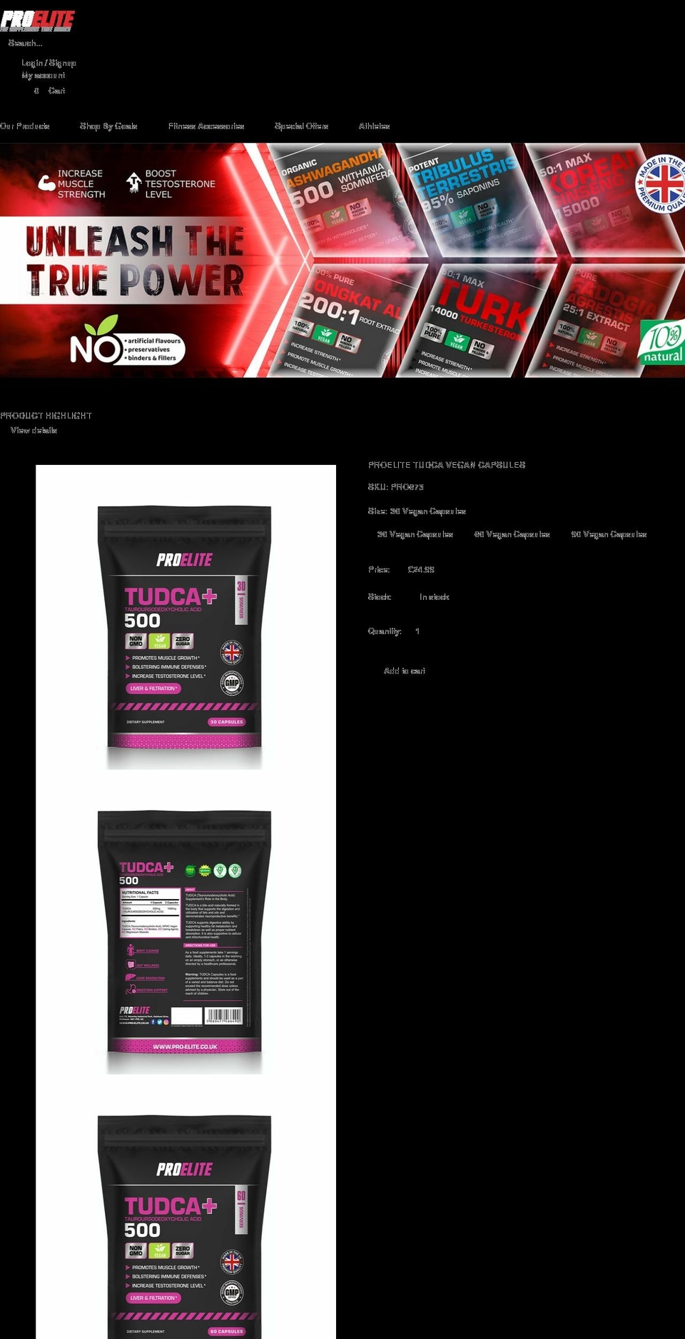 pro-elite.co.uk shopify website screenshot
