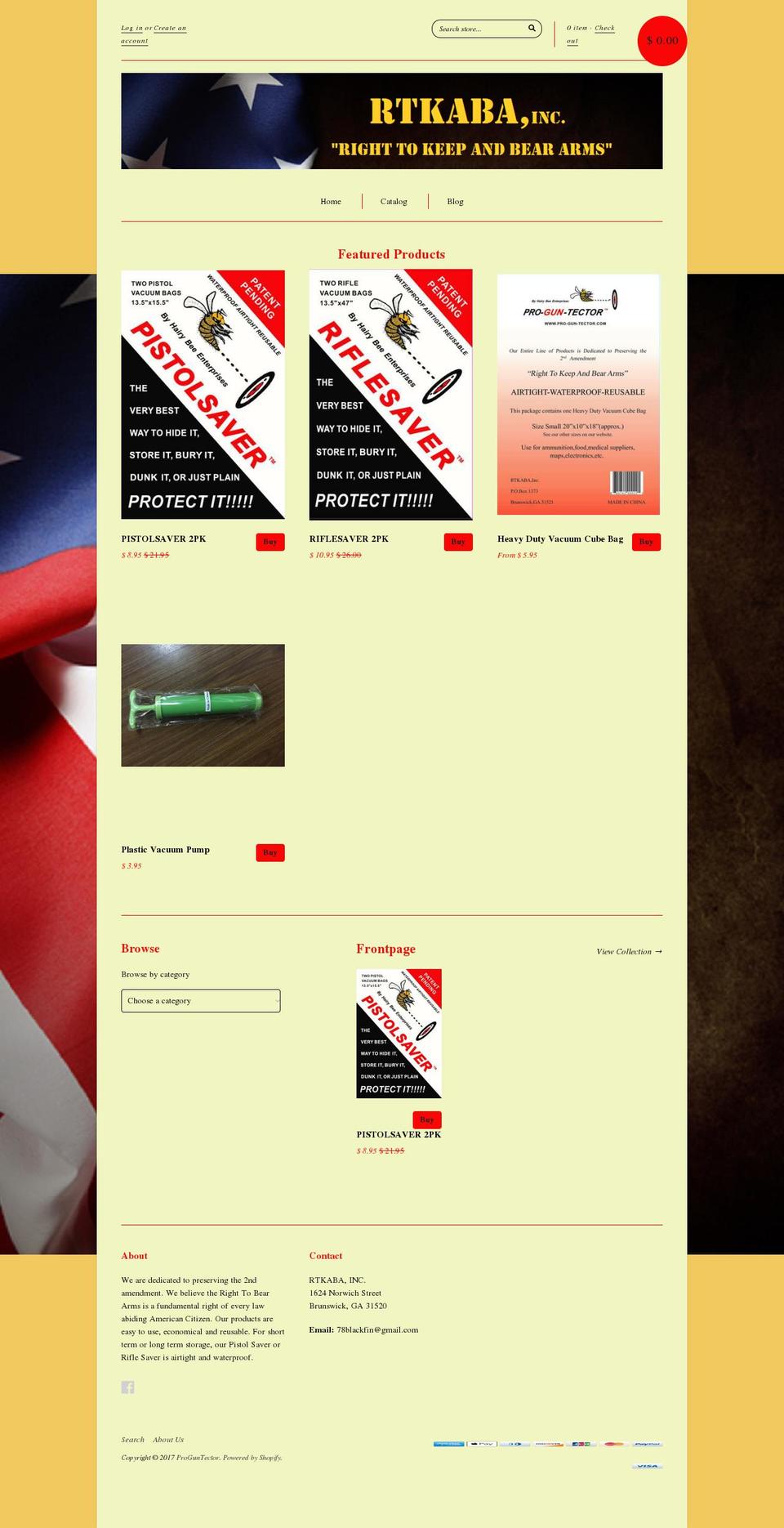 pro-gun-tector.com shopify website screenshot