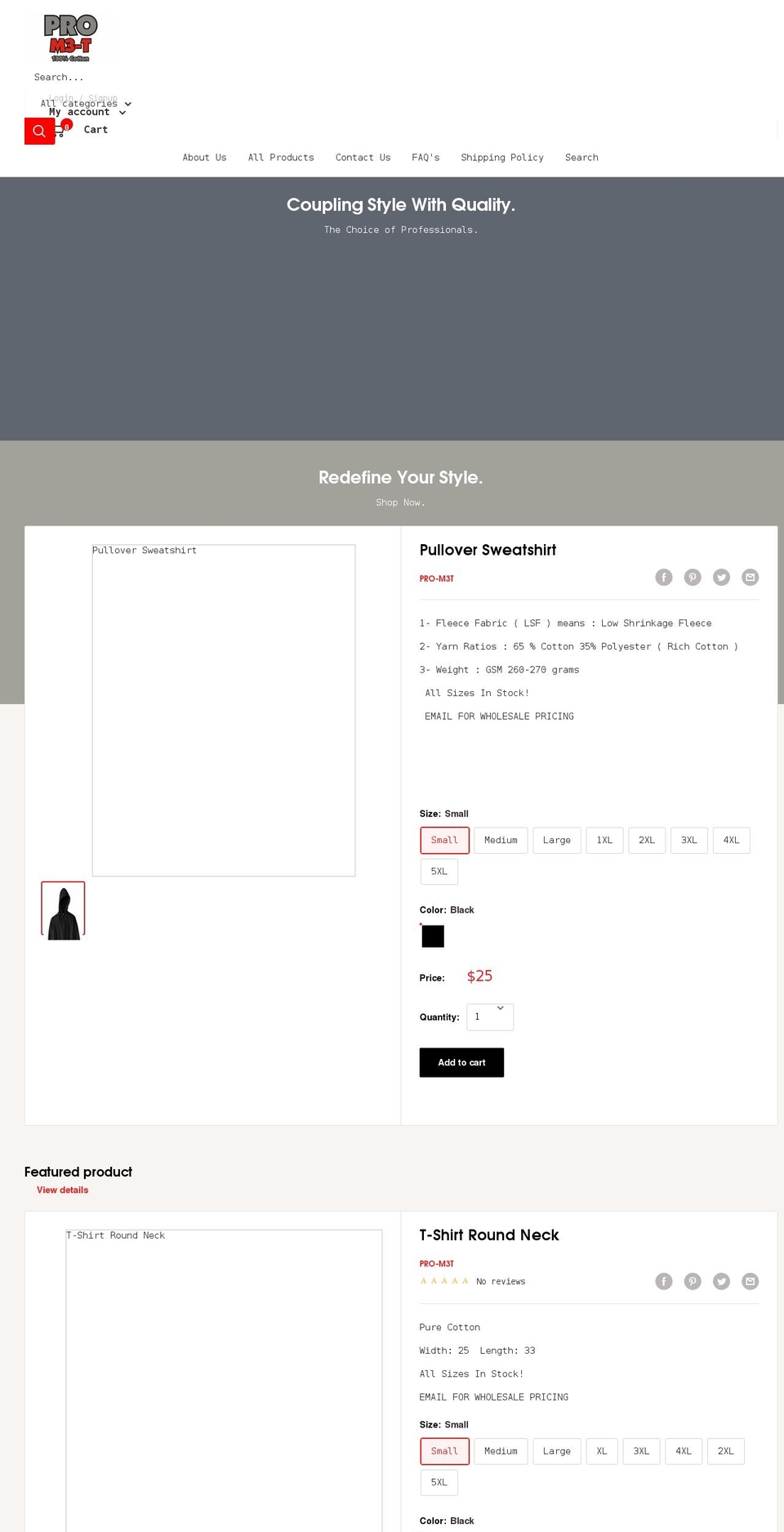 pro-m3t.com shopify website screenshot