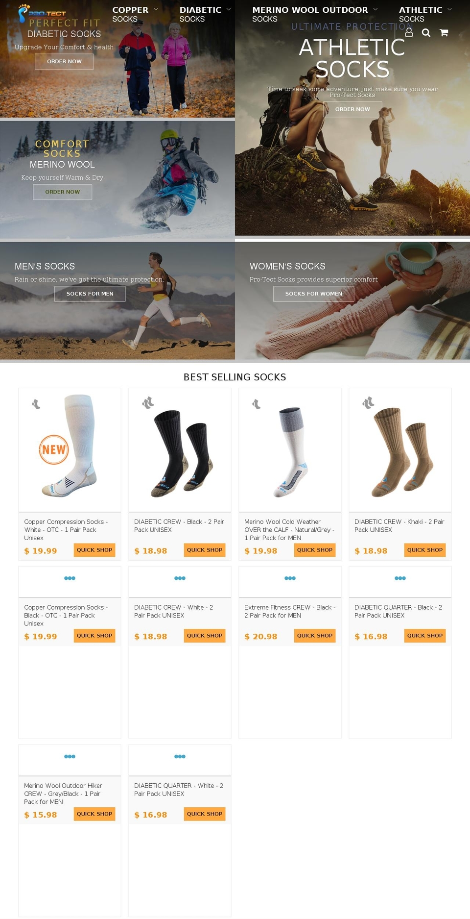 pro-tectsocks.com shopify website screenshot