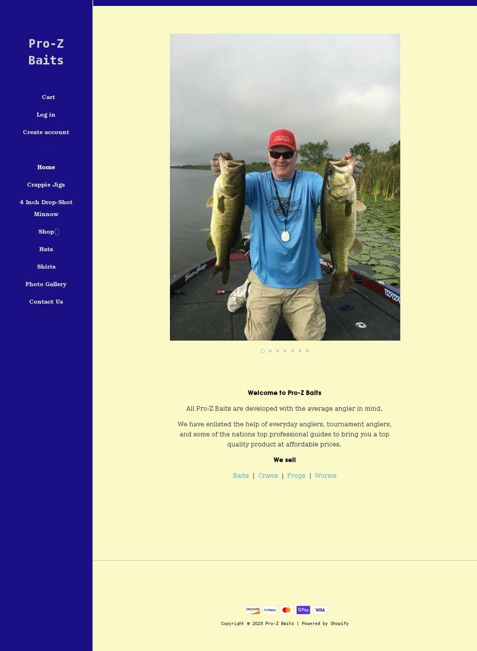 pro-zbaits.com shopify website screenshot