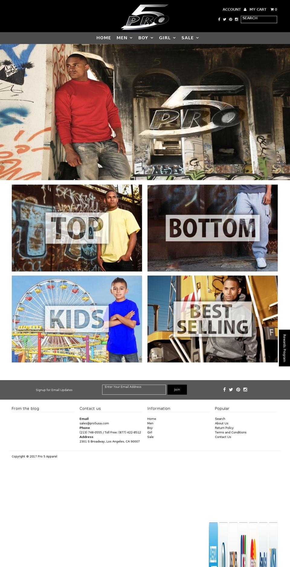 pro5apparel.com shopify website screenshot