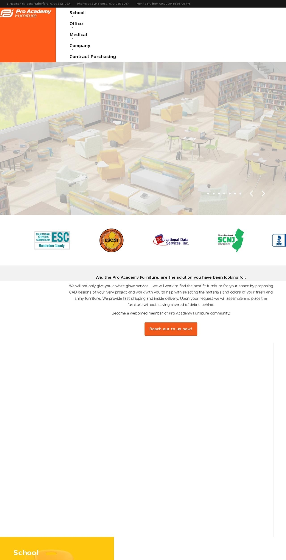 proacademyfurniture.com shopify website screenshot