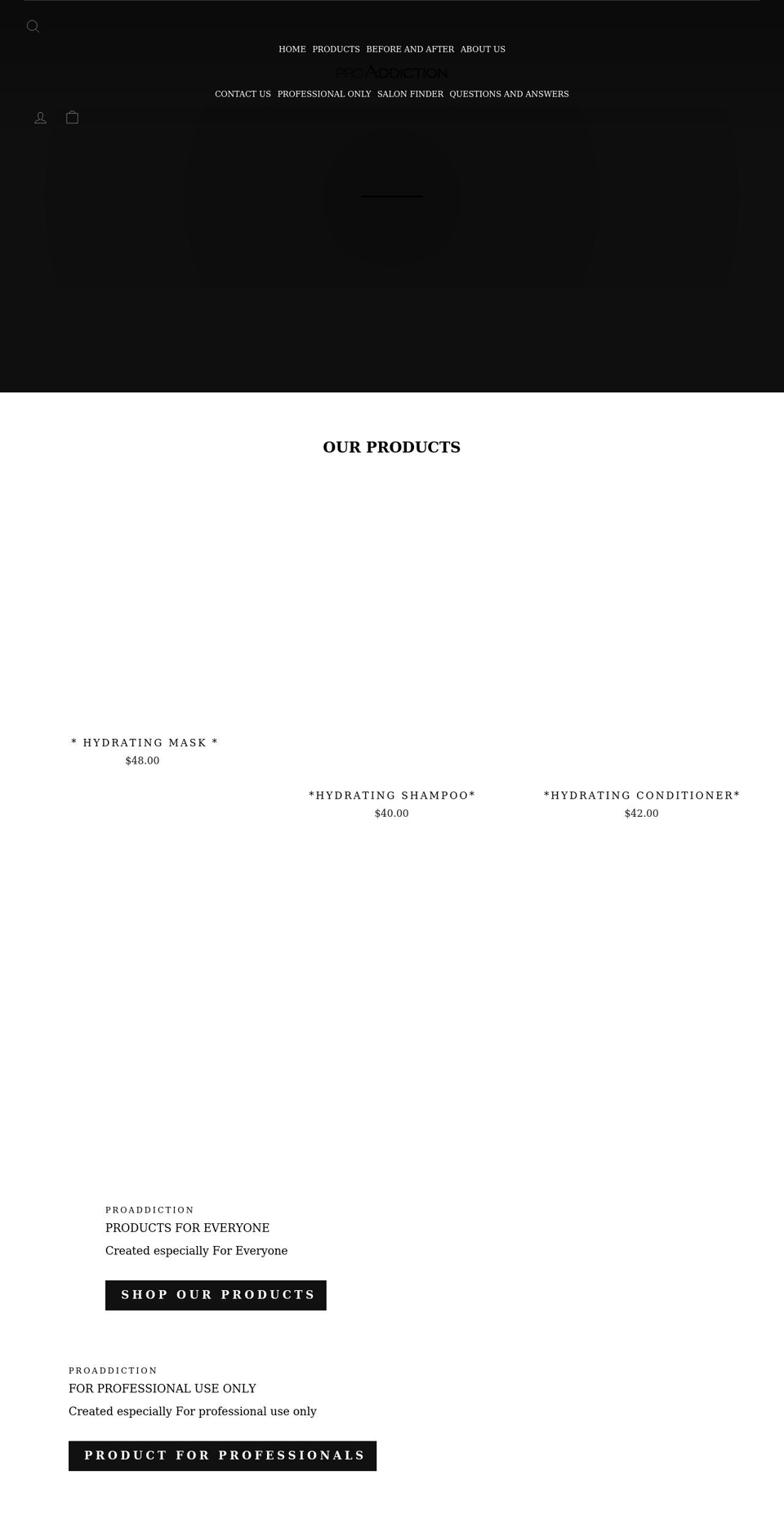 proaddiction.com shopify website screenshot