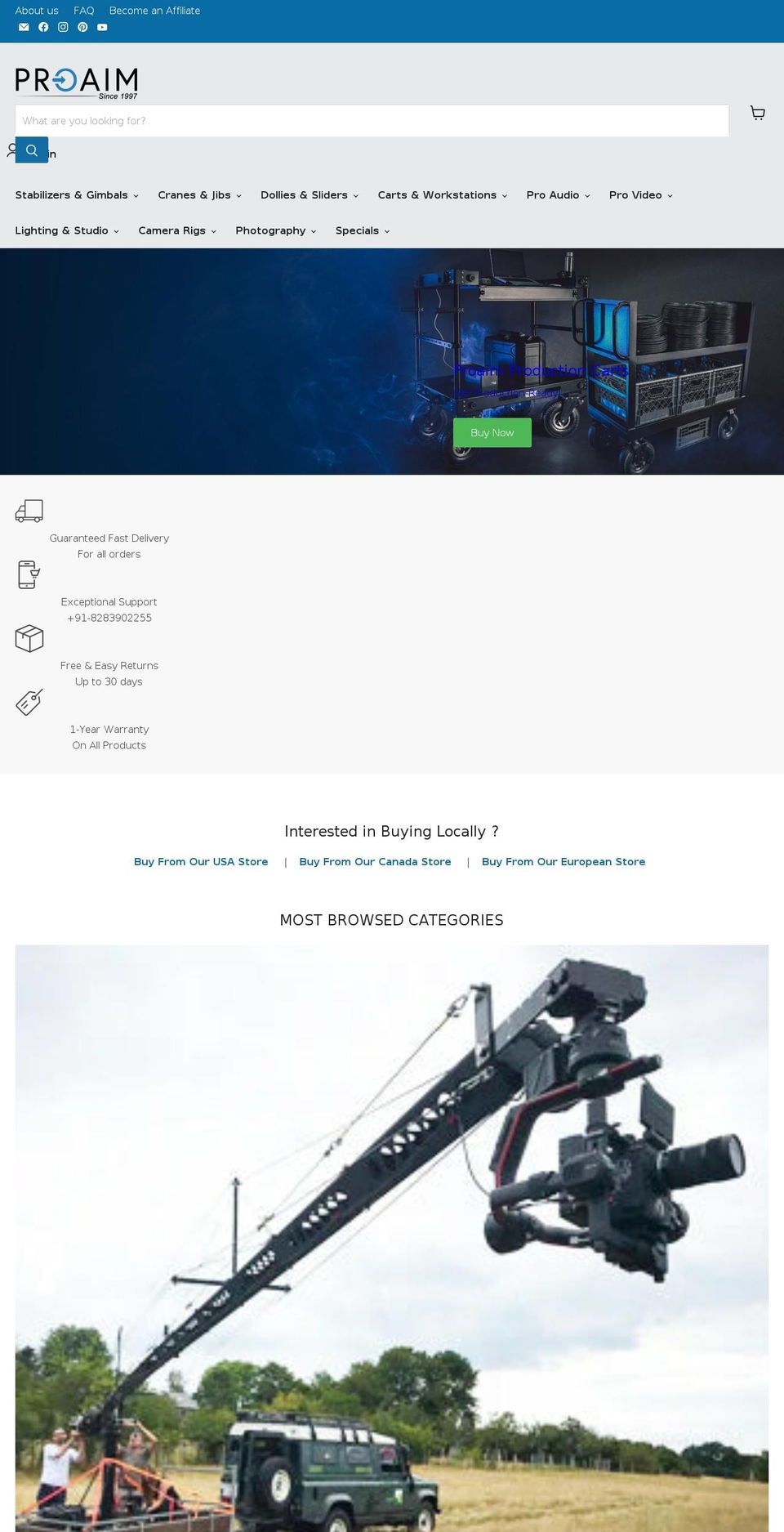 proaim.com shopify website screenshot