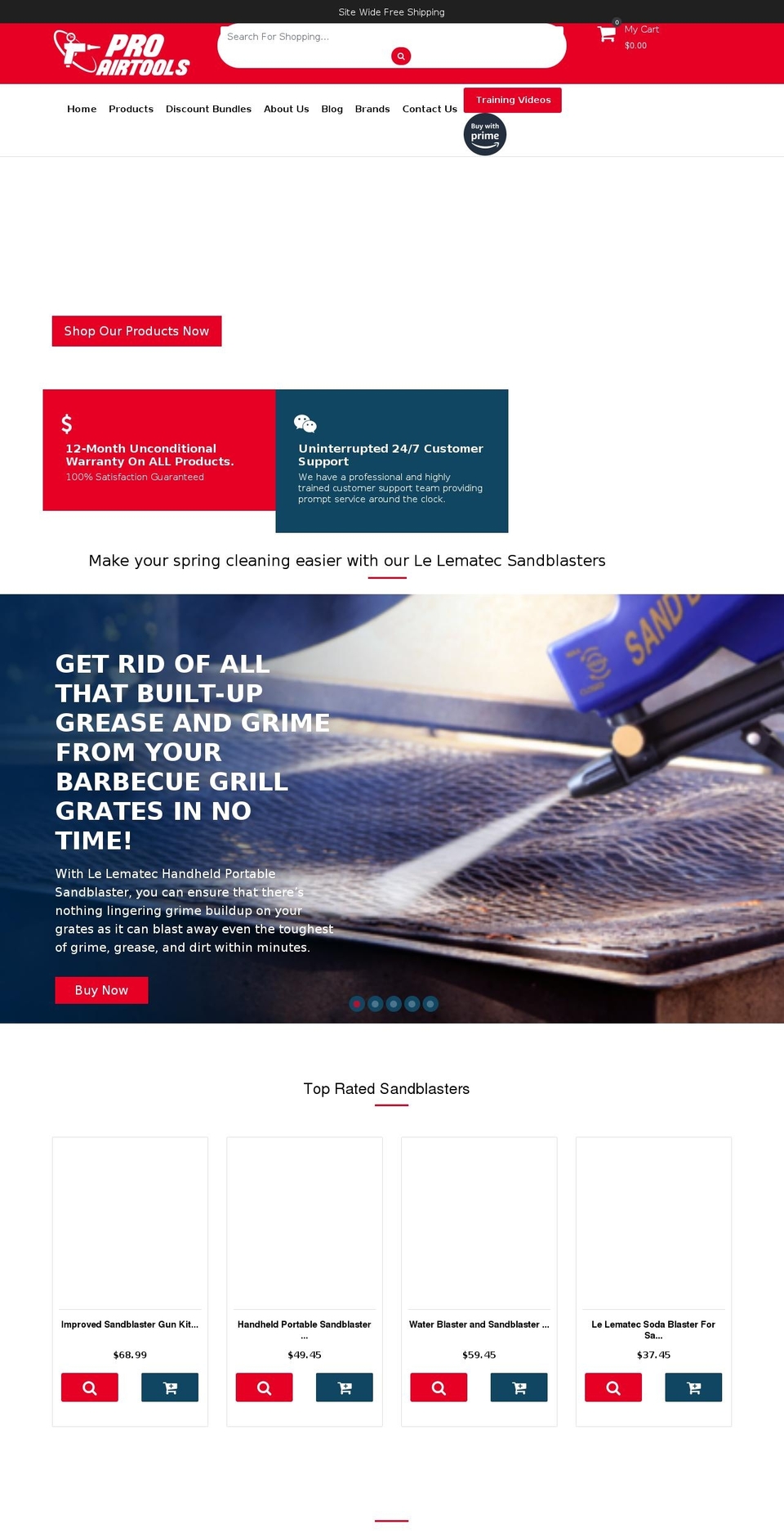 proairtools.com shopify website screenshot