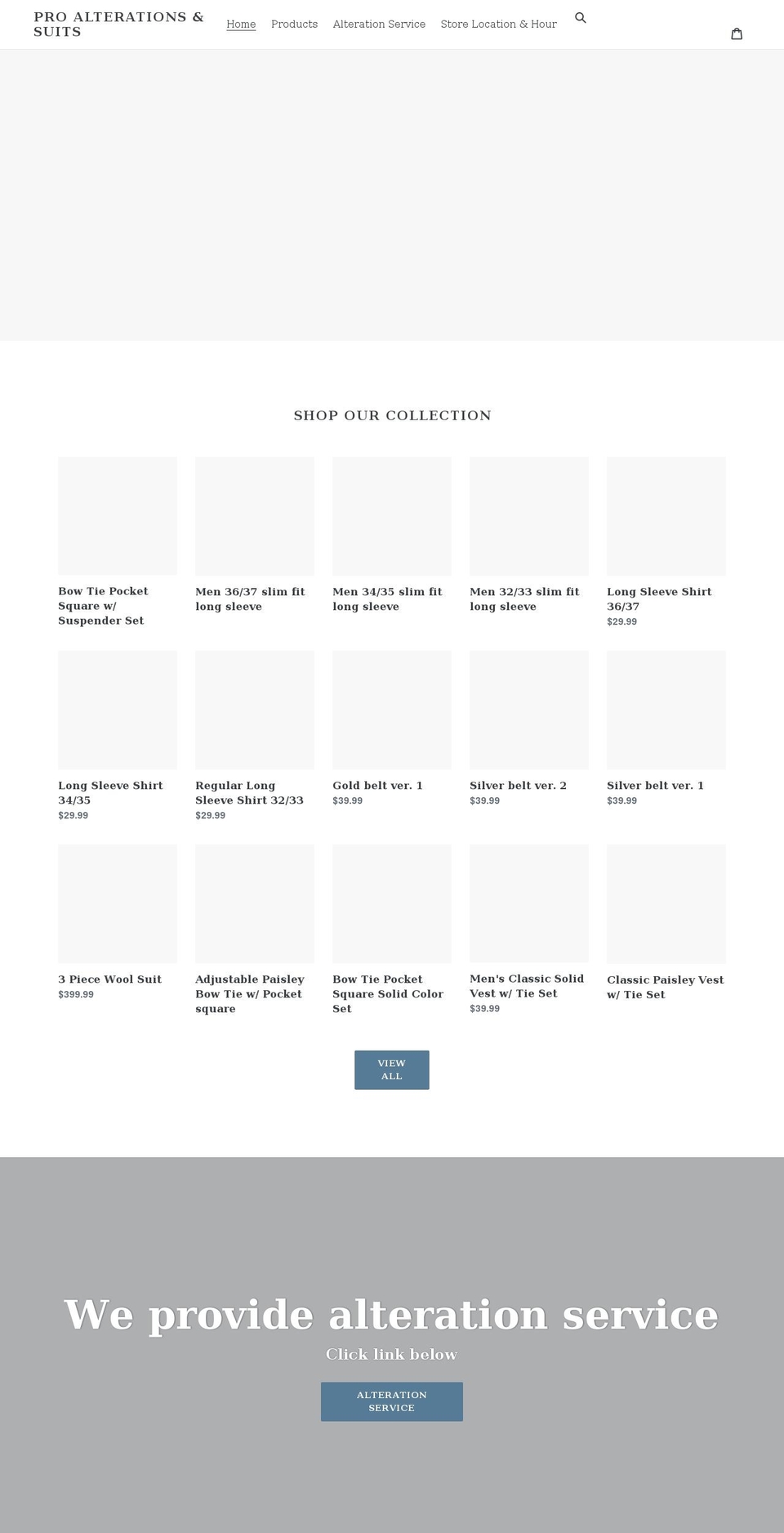 proalterationsuits.com shopify website screenshot