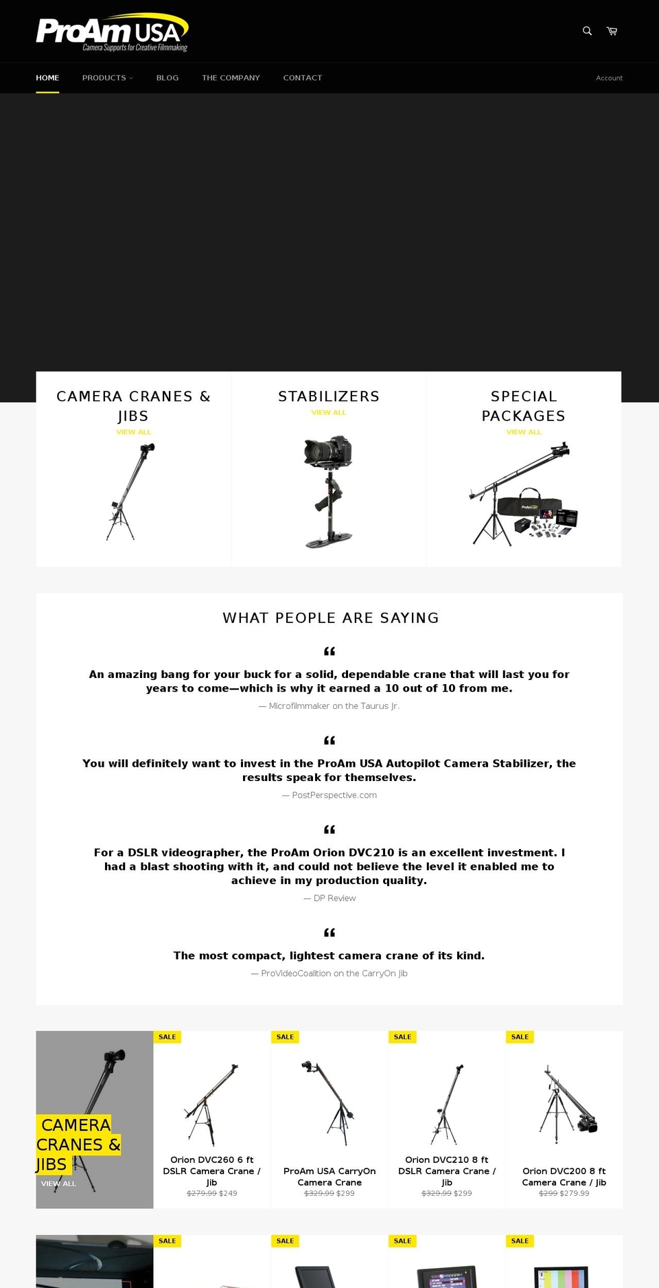 proamcranes.com shopify website screenshot