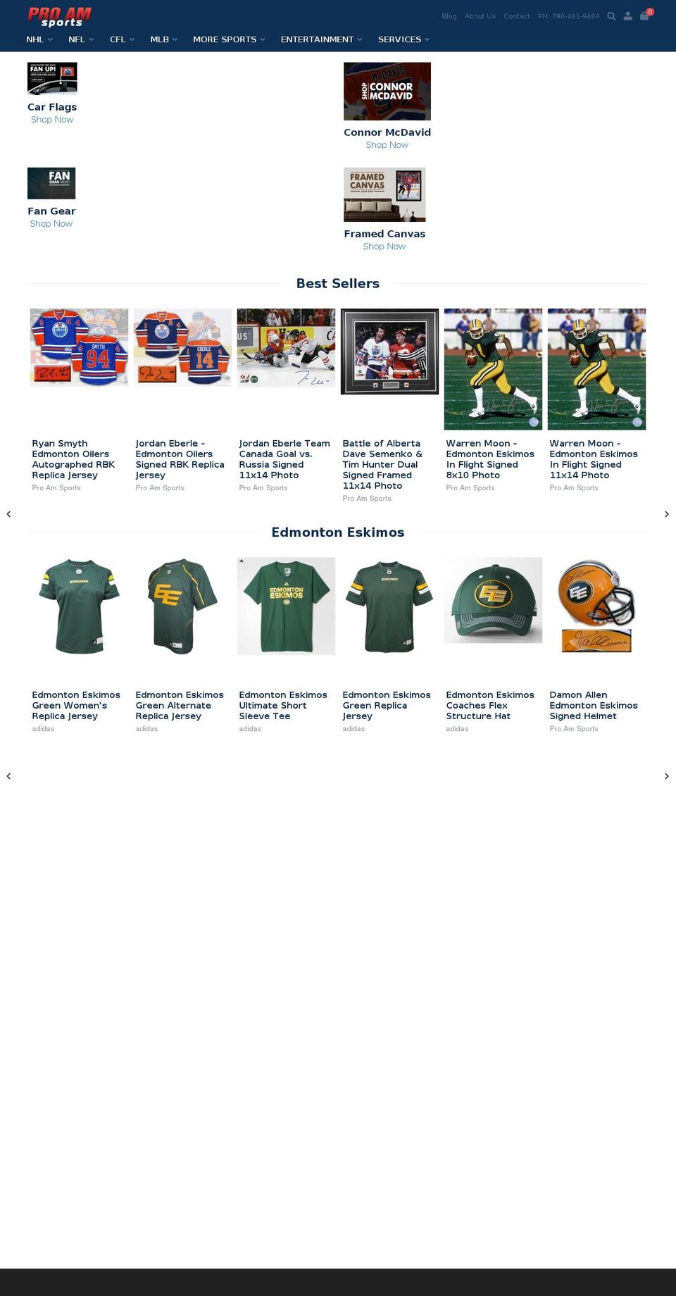 proamsports.ca shopify website screenshot