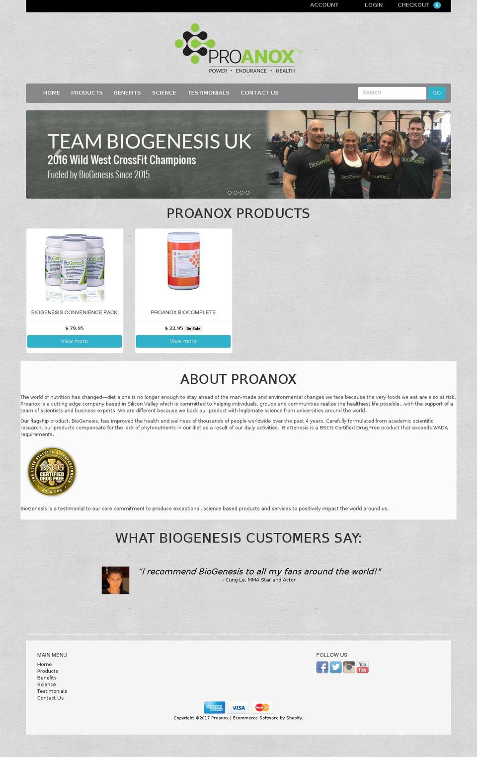proanox.com shopify website screenshot