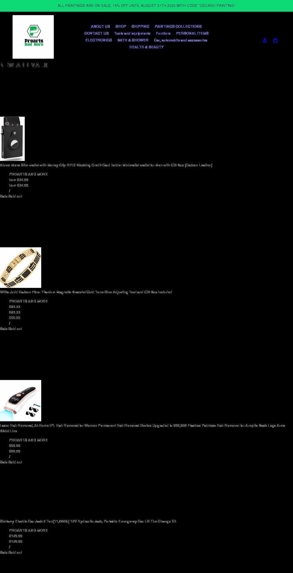 proartsandmore.com shopify website screenshot