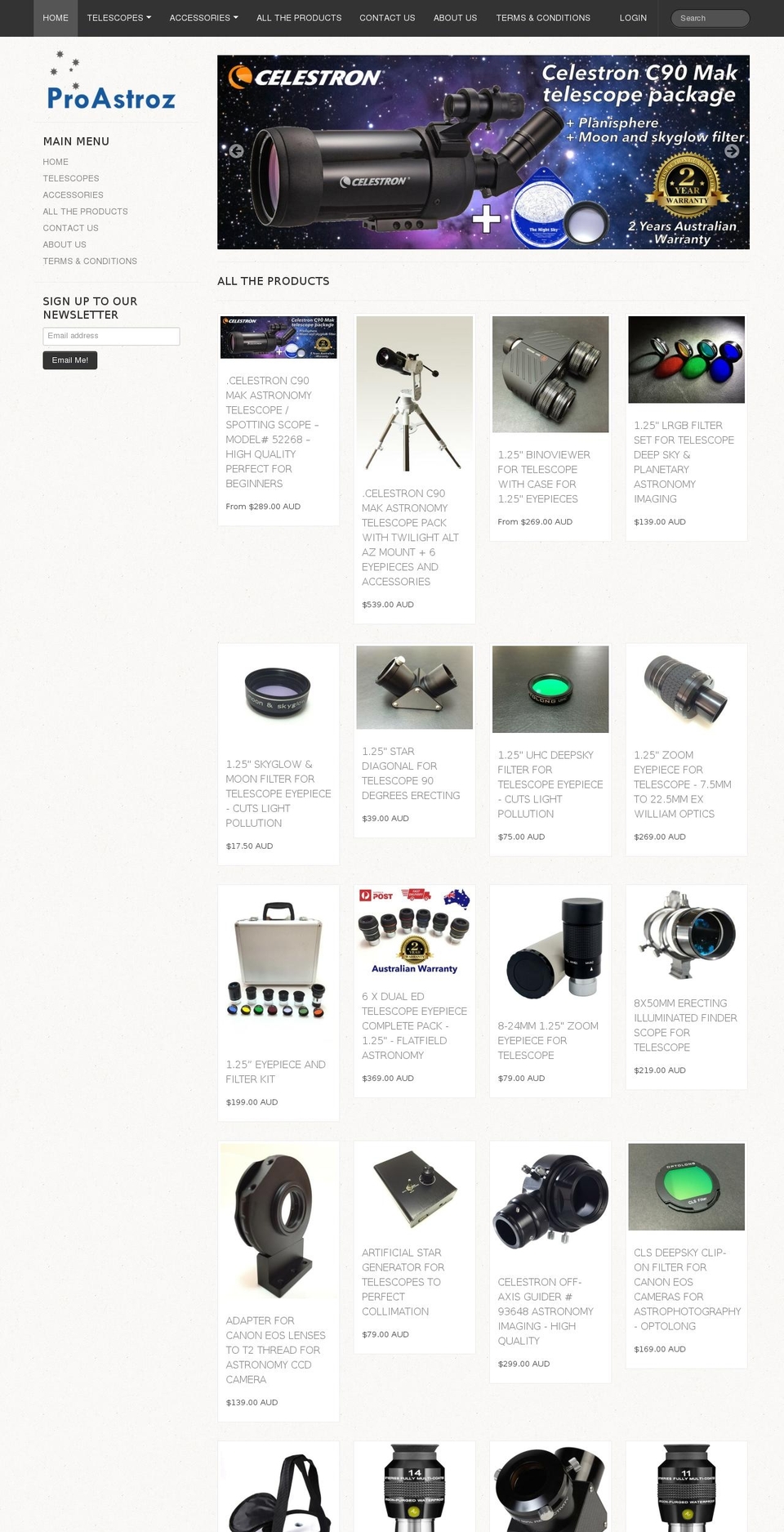 proastroz.com shopify website screenshot