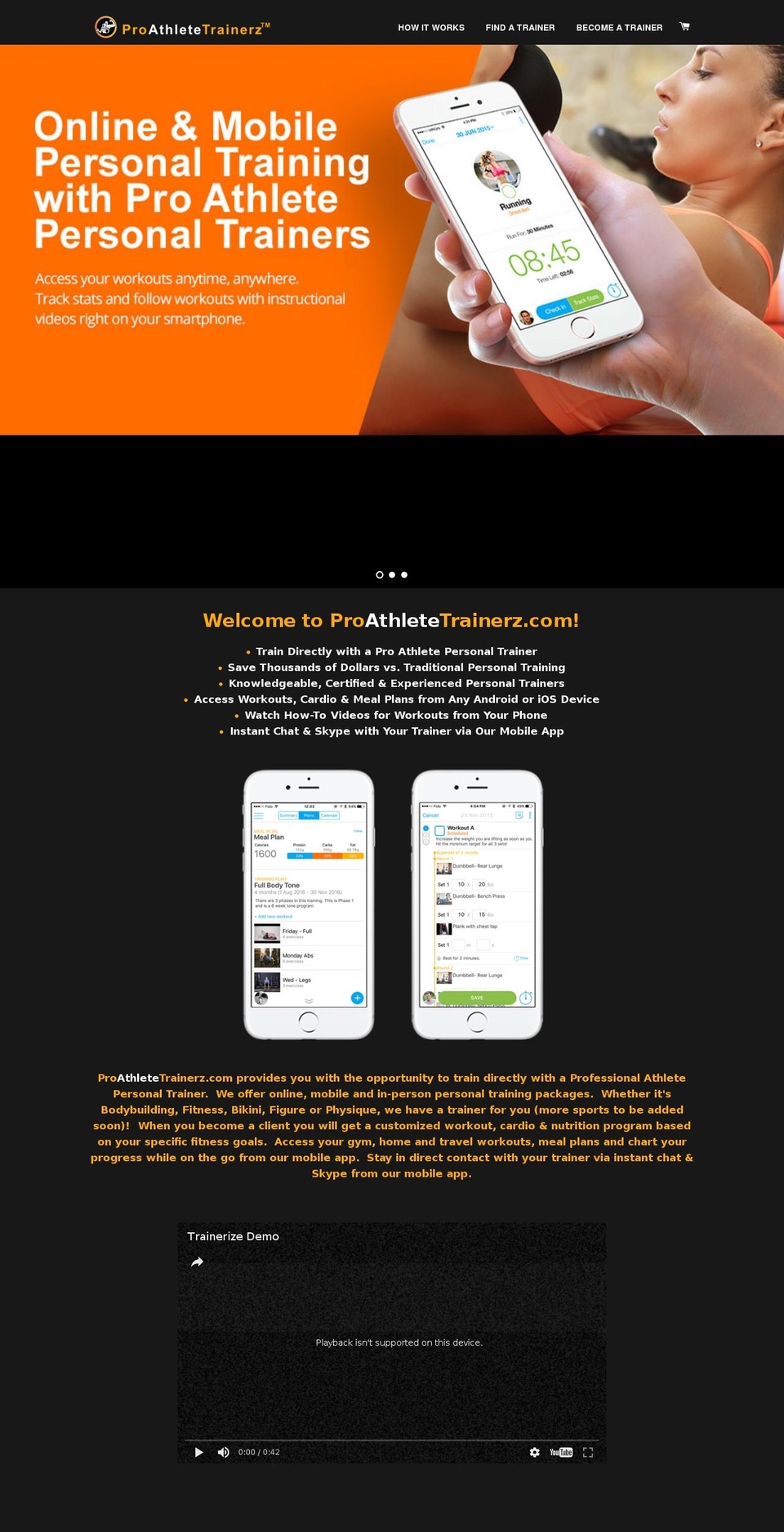 proathletetrainerz.com shopify website screenshot