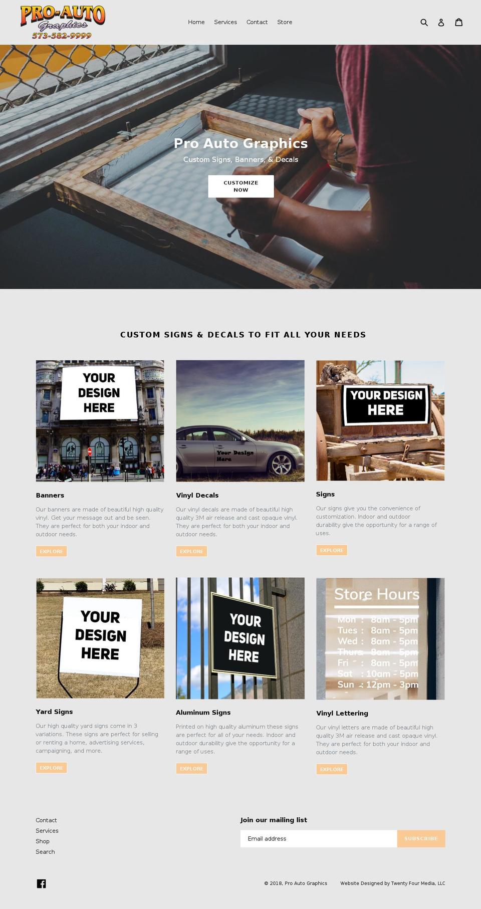 proautographicslettering.com — Shopify storefront screenshot