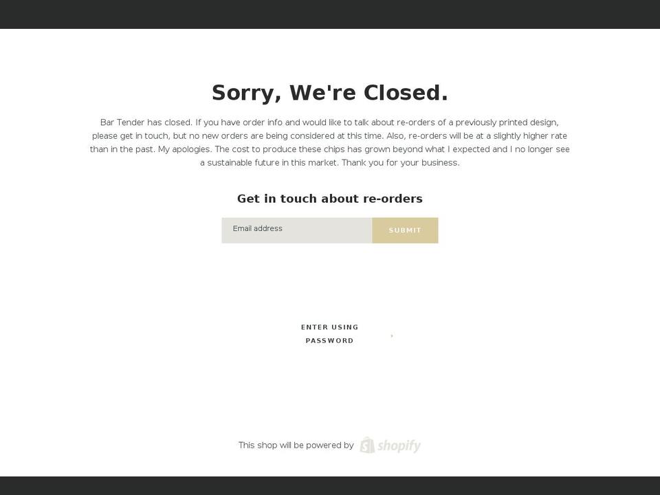 probartendercoins.com — Shopify storefront screenshot