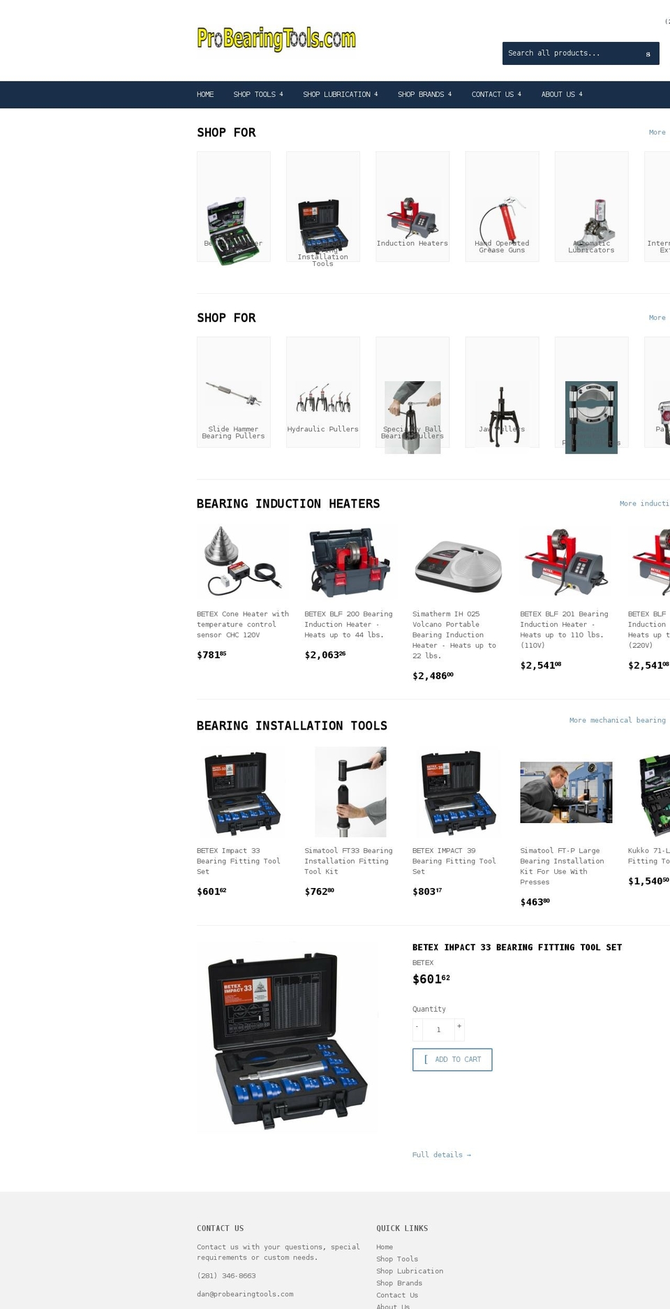 probearingtools.com shopify website screenshot