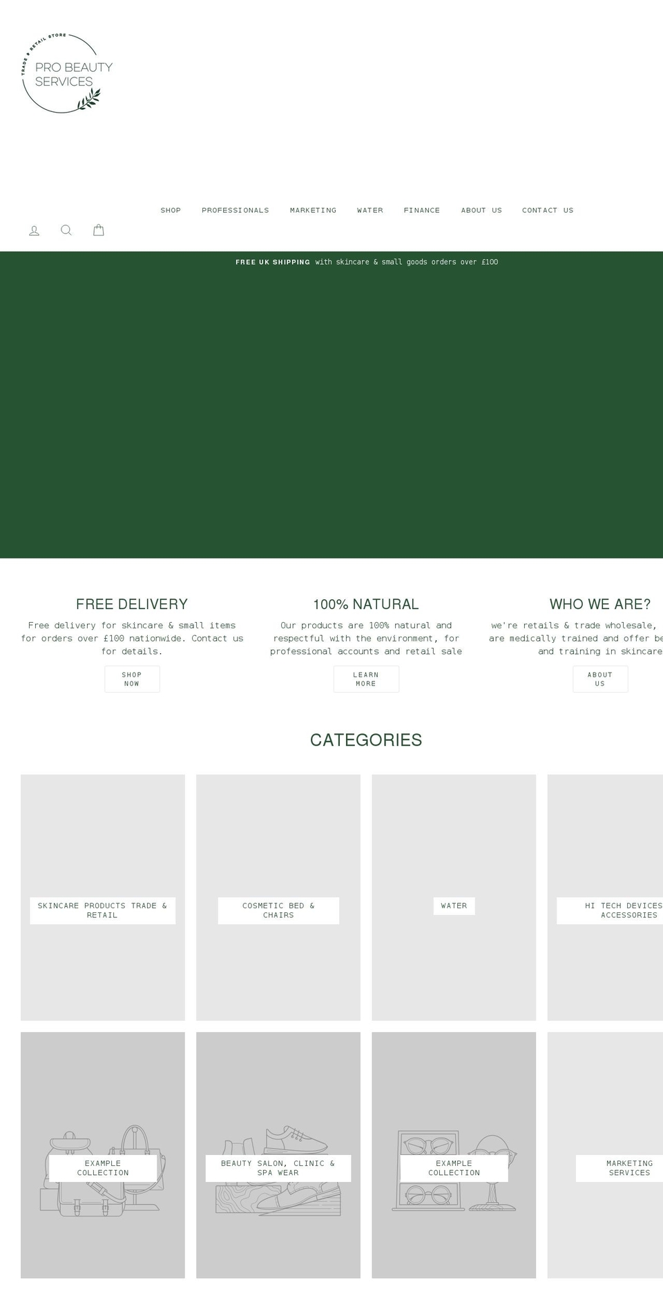 probeautyservices.co.uk shopify website screenshot