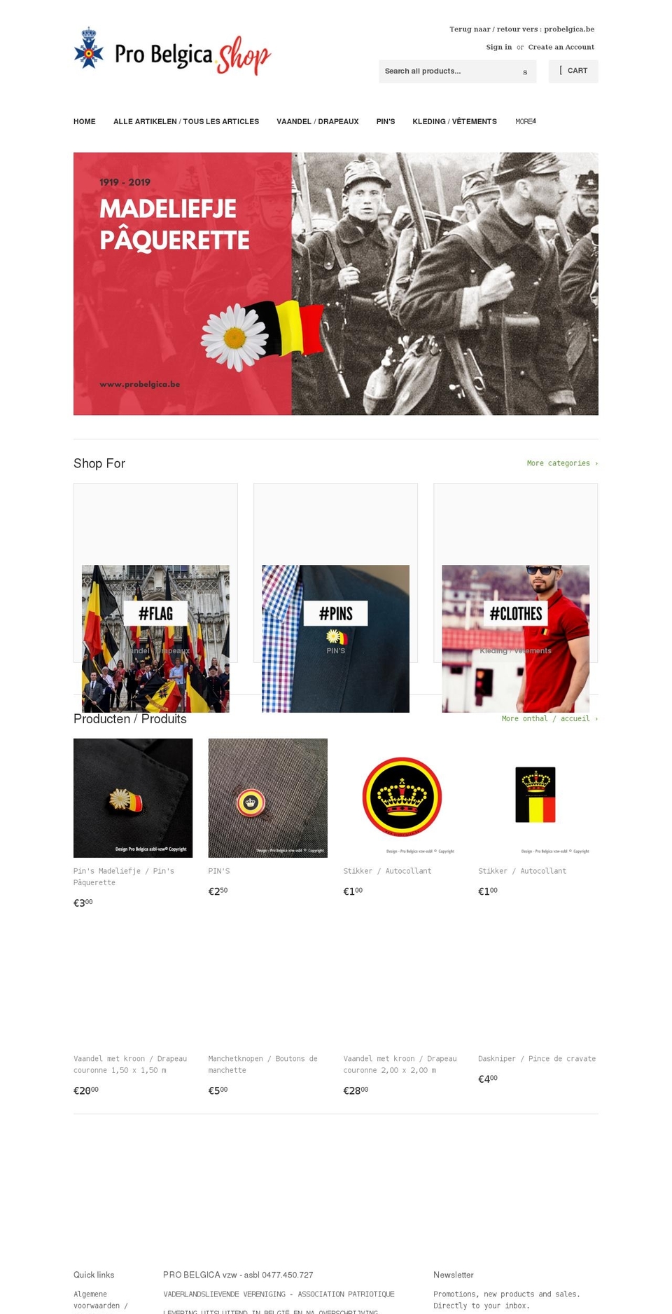 probelgica.shop shopify website screenshot