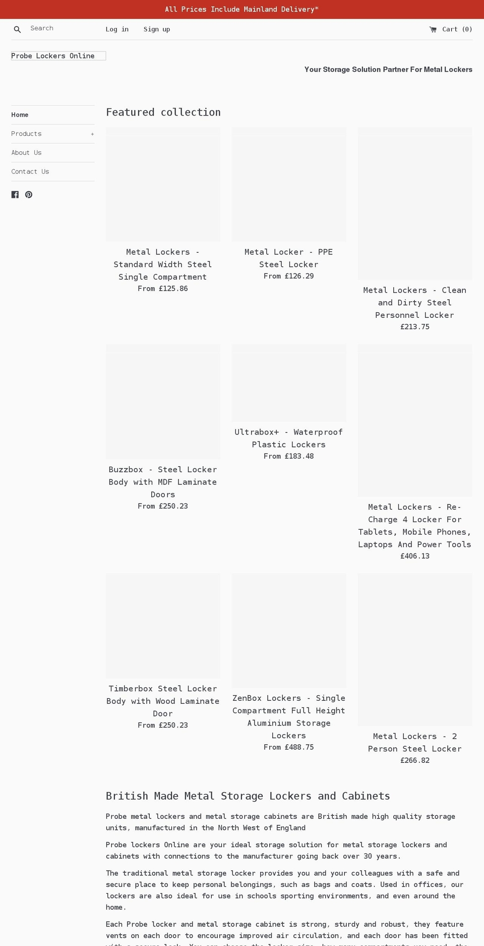 probelockersonline.co.uk shopify website screenshot