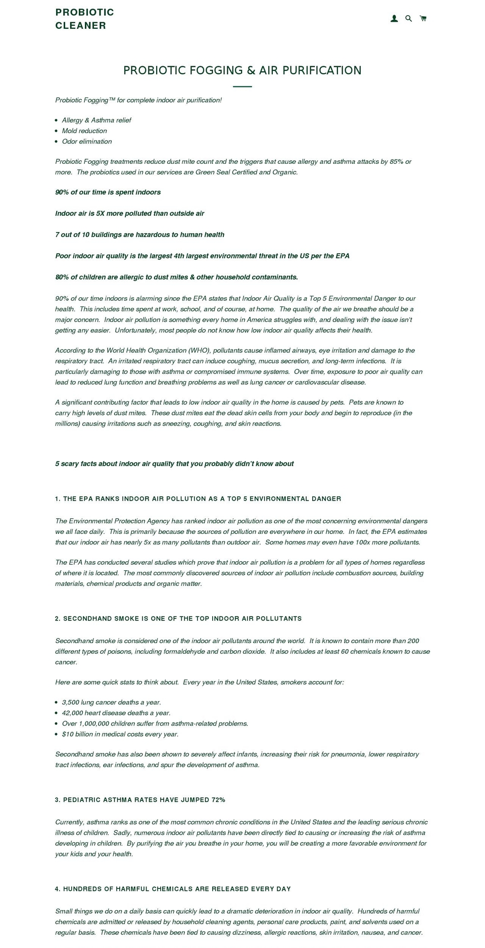 probioticfogging.com — Shopify storefront screenshot
