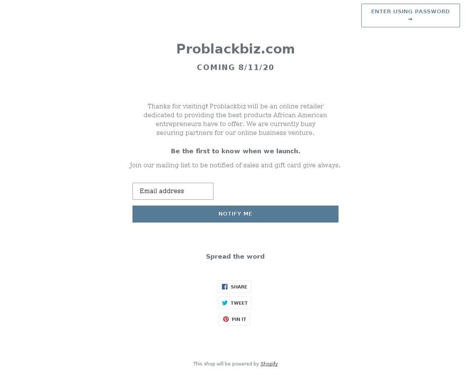 problackbiz.com shopify website screenshot