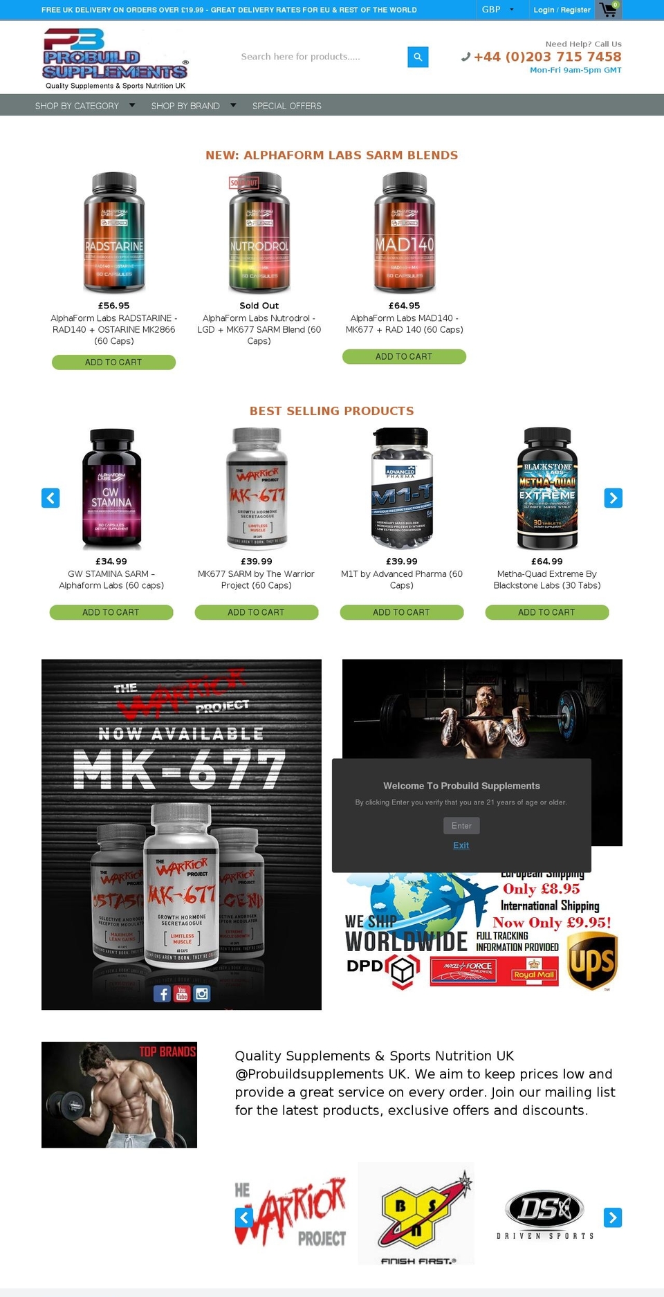 probuildsupplements.co.uk shopify website screenshot