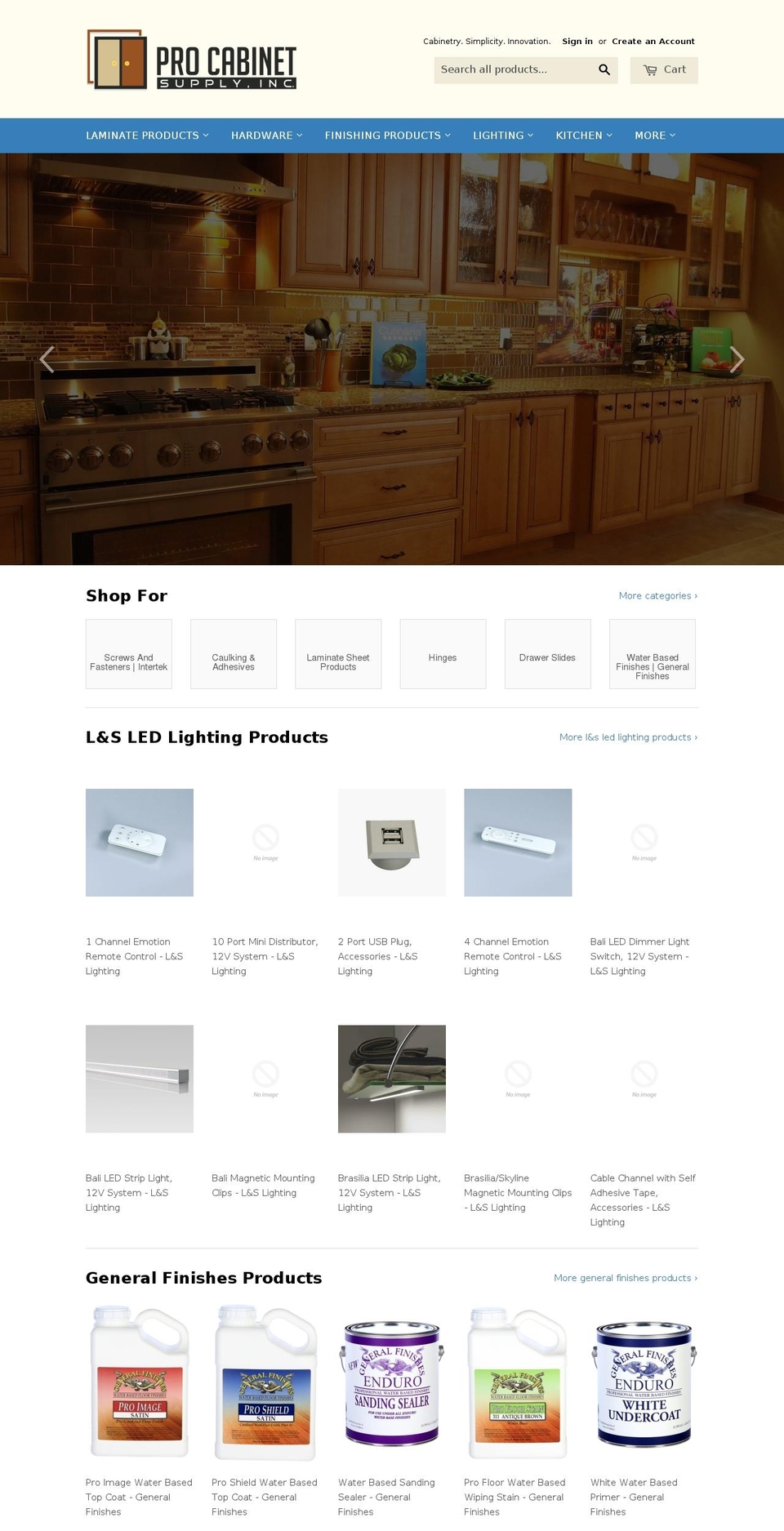 procabinetsupply.net shopify website screenshot