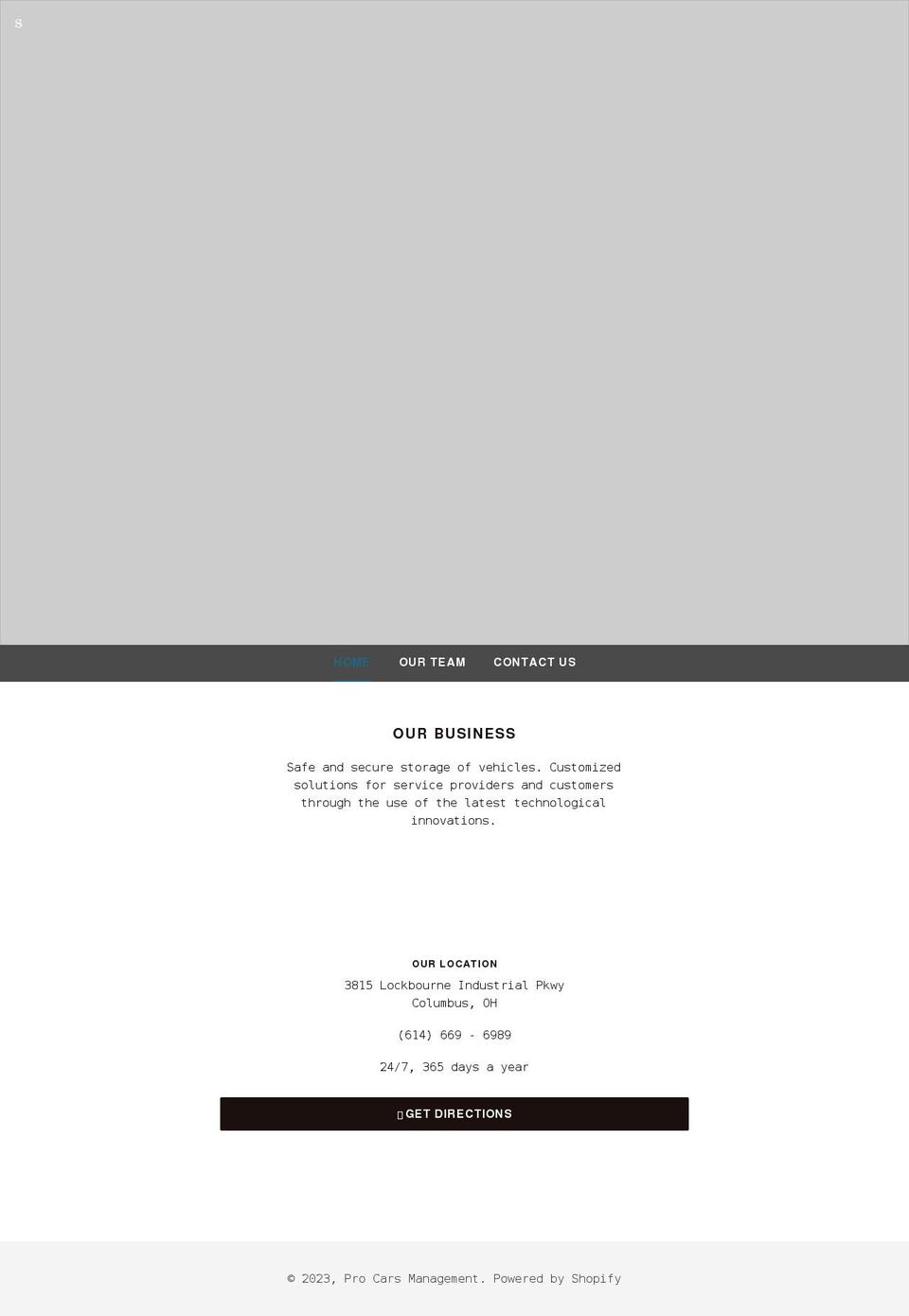 procarsmanagement.com shopify website screenshot