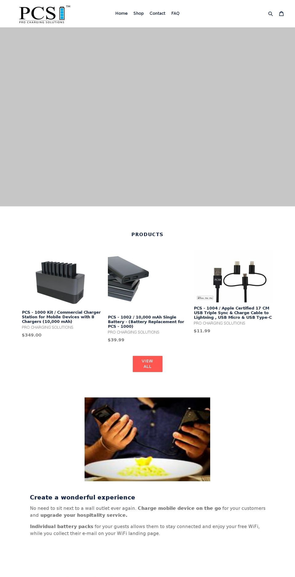 prochargingsolutions.com — Shopify storefront screenshot