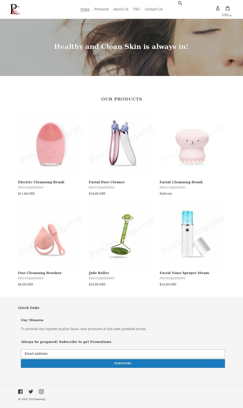 procleansing.com shopify website screenshot