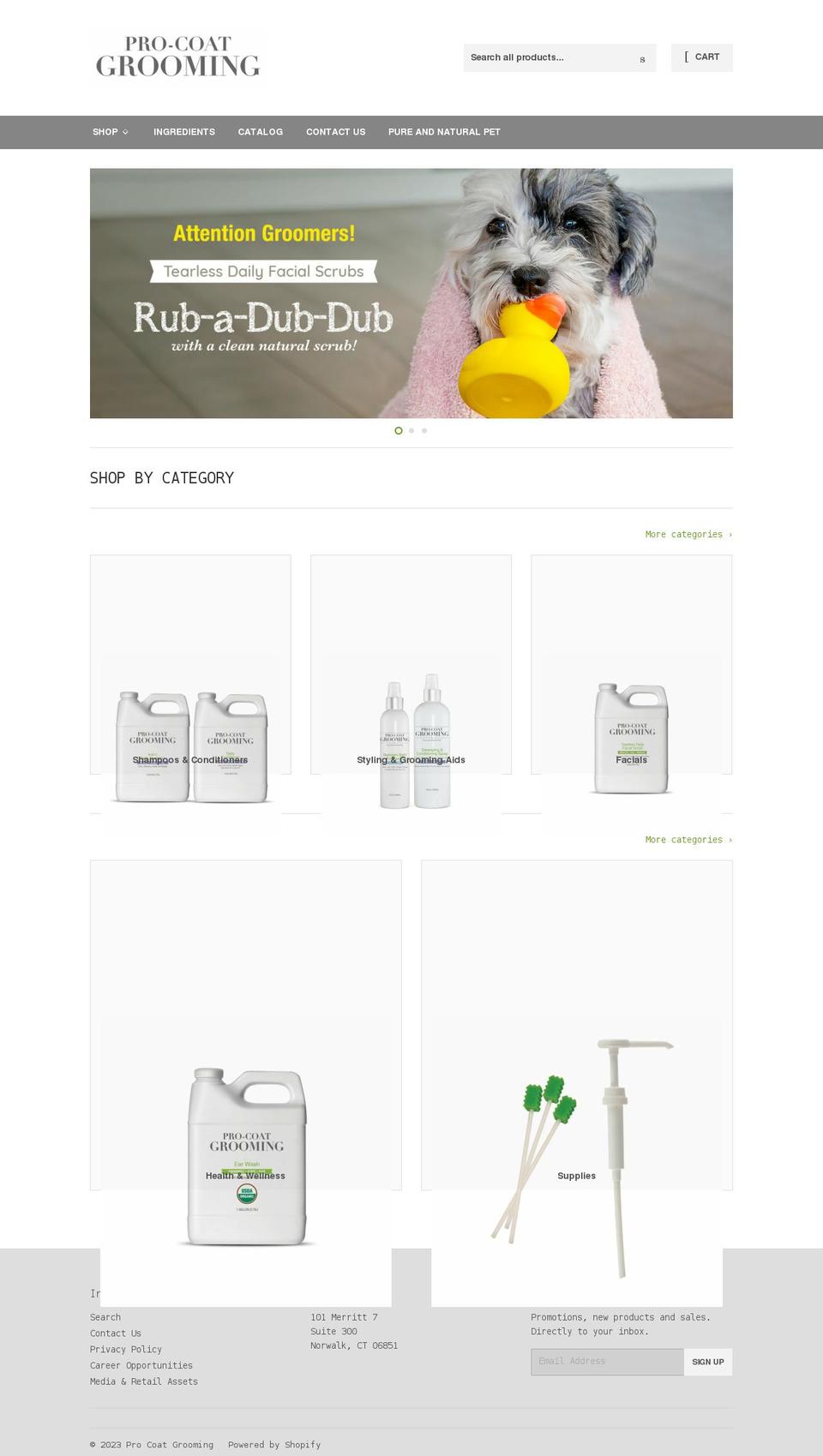 procoatgrooming.com shopify website screenshot