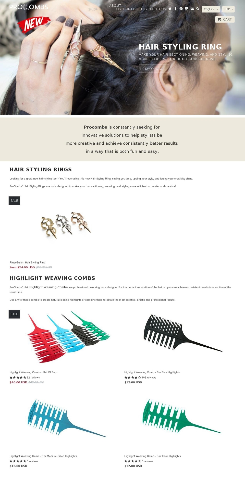 procombs.com shopify website screenshot