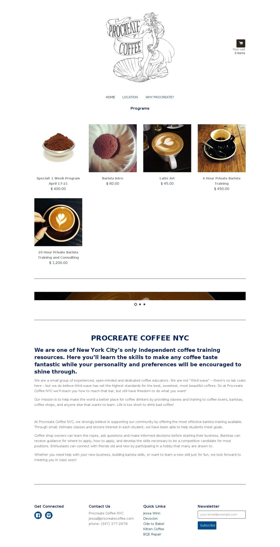 procreatecoffee.com shopify website screenshot