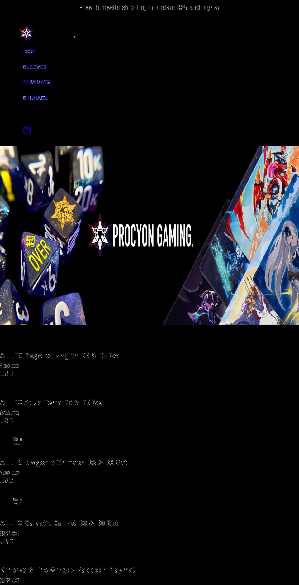 procyongaming.com shopify website screenshot