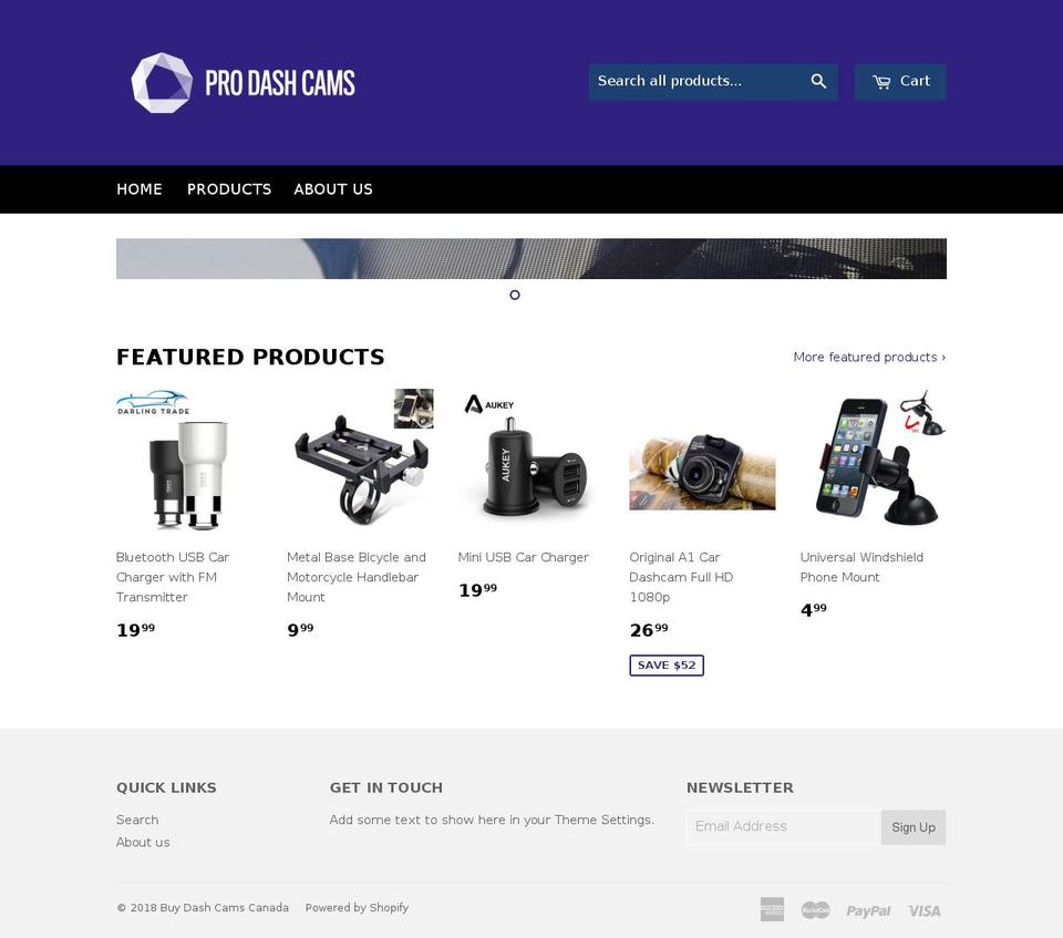 prodashcams.com — Shopify storefront screenshot