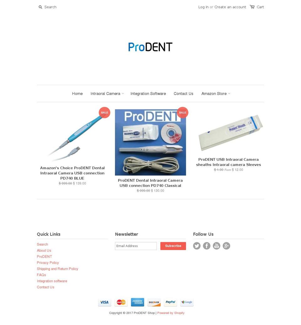 prodentshop.com shopify website screenshot