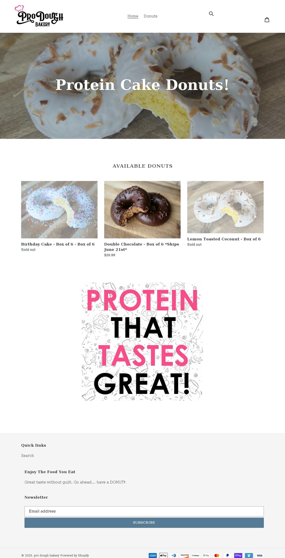 prodoughbakery.com shopify website screenshot