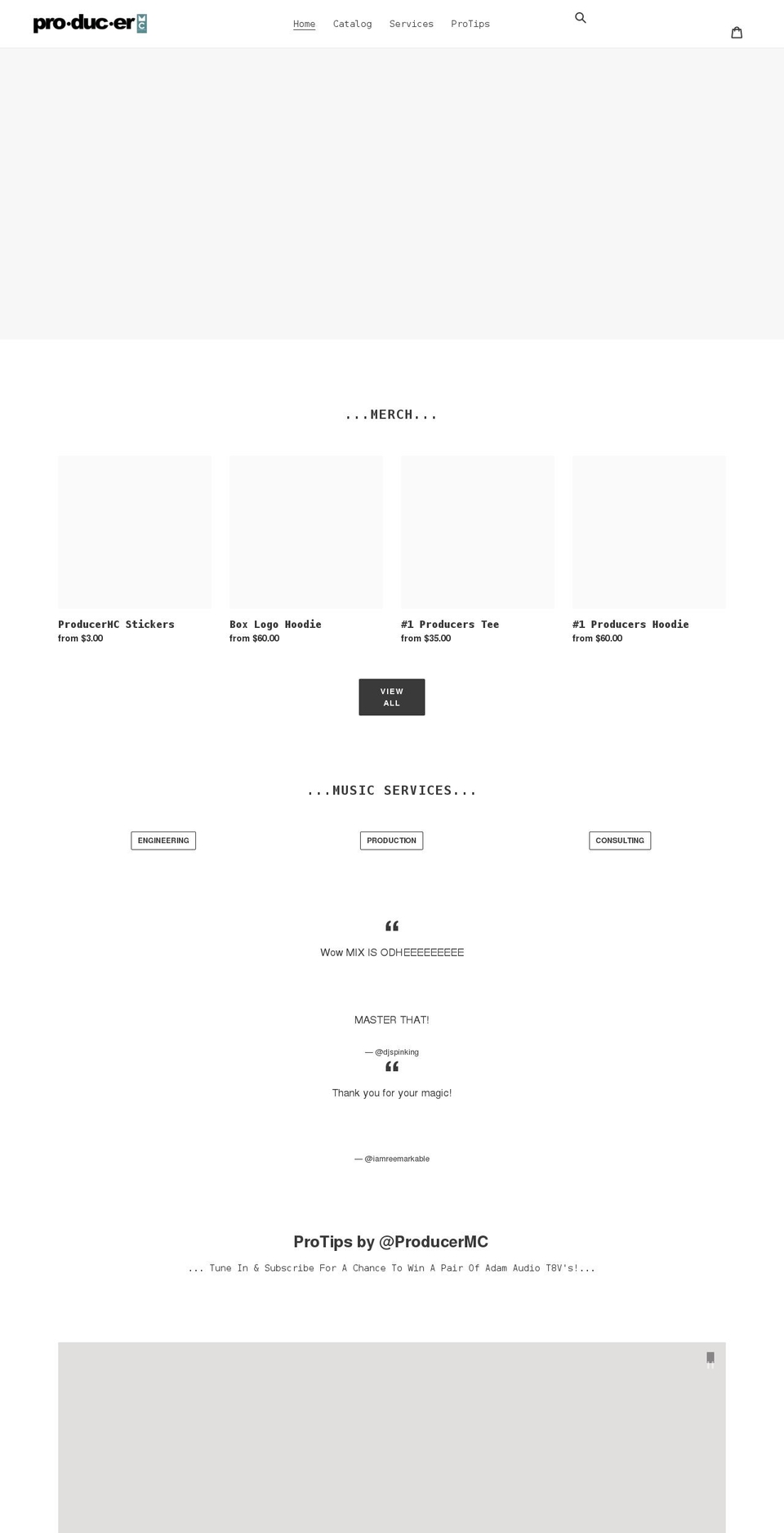 producermc.com shopify website screenshot