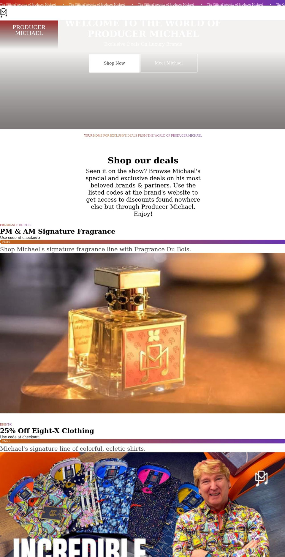 producermichael.com shopify website screenshot