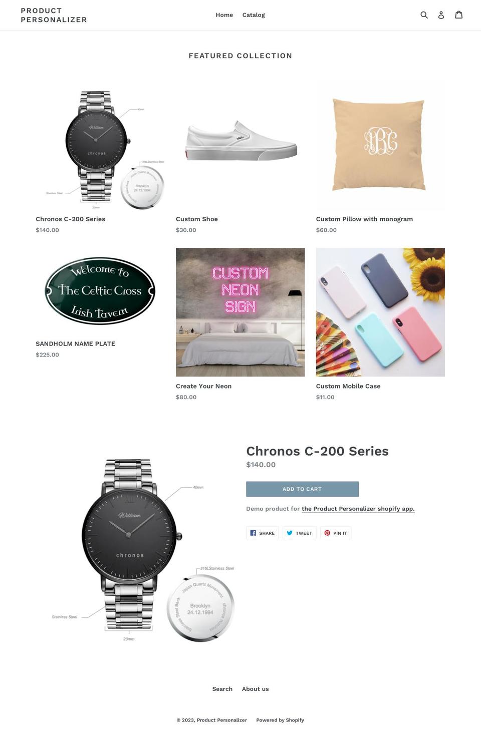 product-personalizer.myshopify.com shopify website screenshot