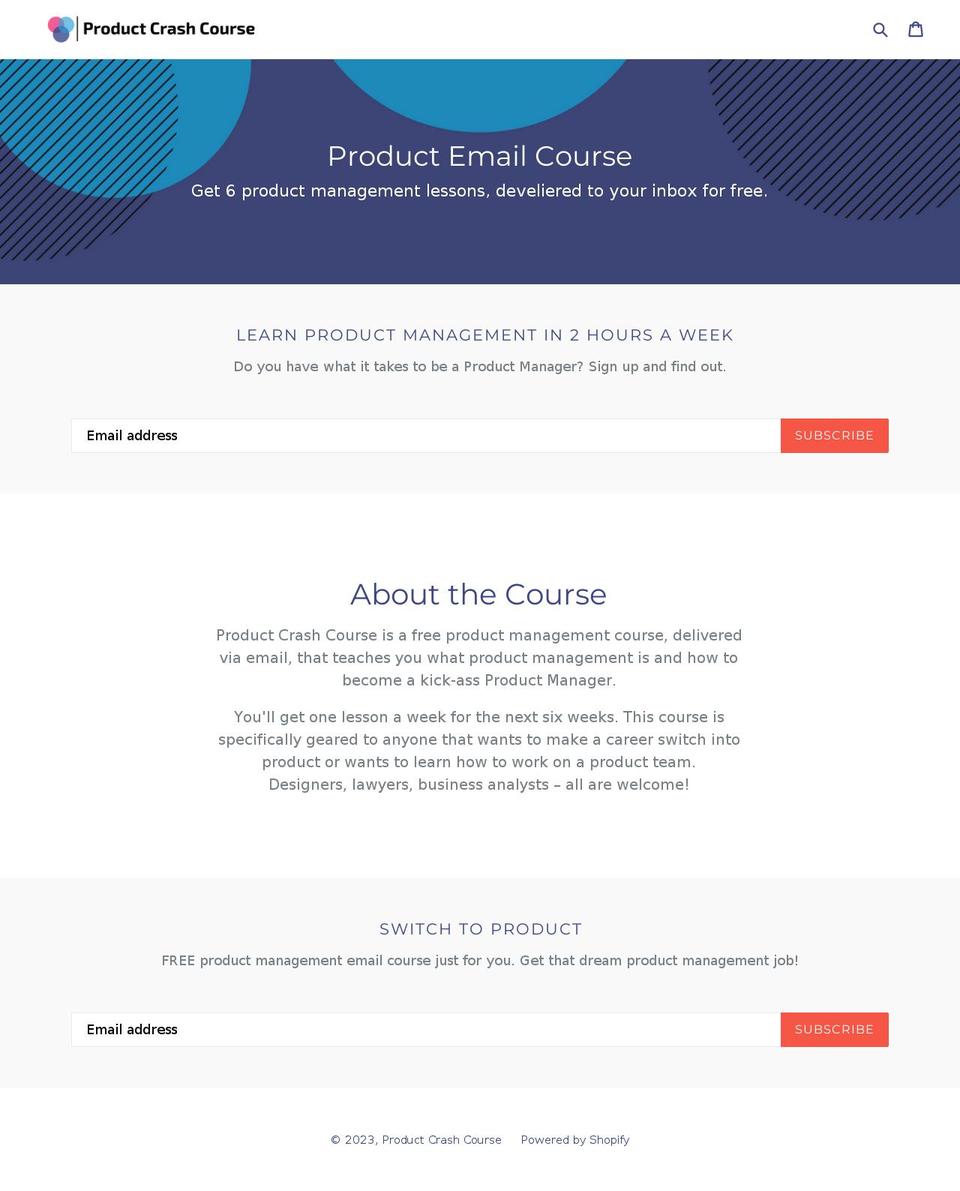 productemailcourse.com — Shopify storefront screenshot